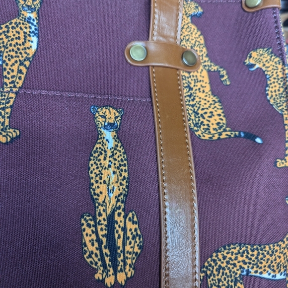 Like New ModCloth Canvas Tote Bag RARE LEOPARD Satchel Purse Messenger - Picture 3 of 6